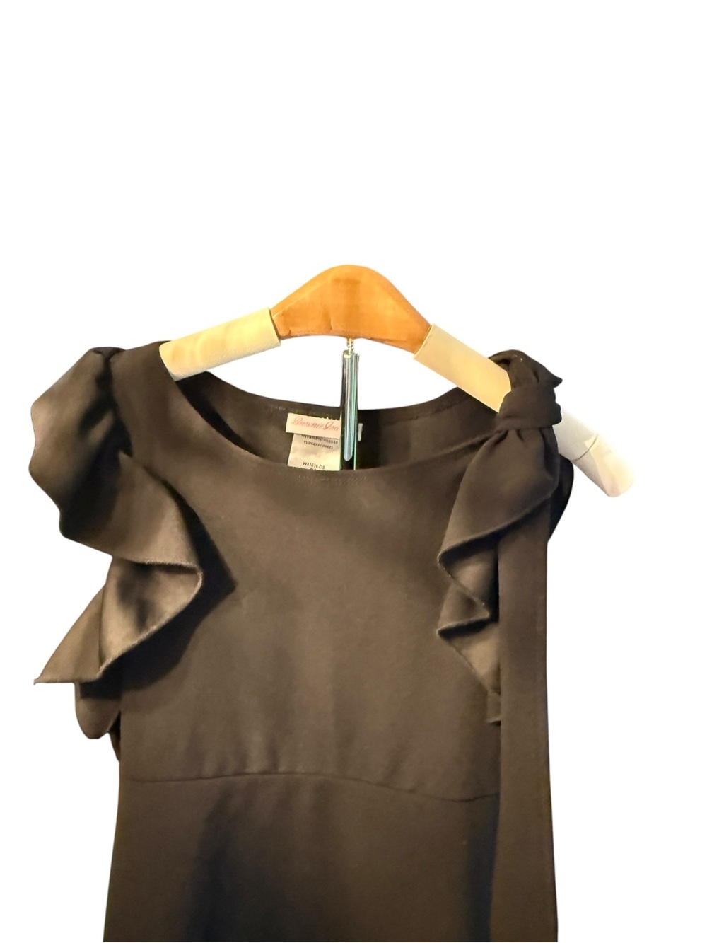 Bonnie Jean Girls Size 7 Black Ruffle Dress Long Shoulder Tie Party Holiday - Picture 3 of 9